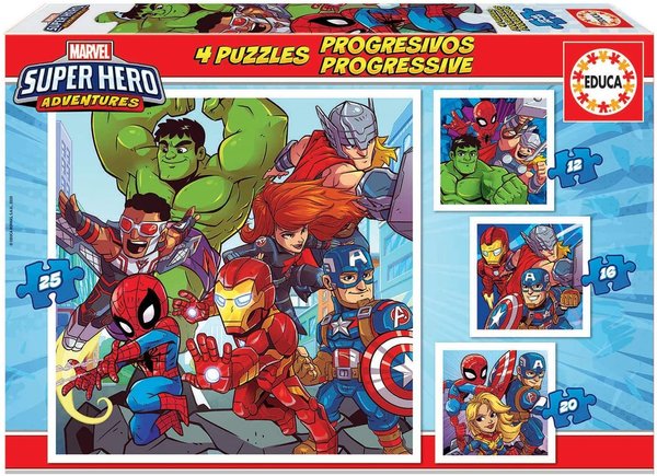 Puzle - 12-16-20-25 Progresivos Marvel Super Hero Adventures