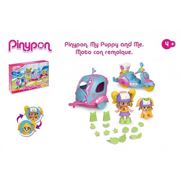 Pinypon - Puppy and Me Moto con Remolque