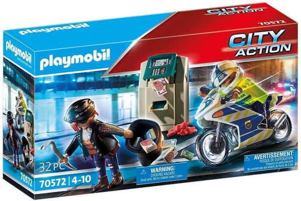 Playmobil – Moto de Policía Persecución del Ladrón de Dinero 70572