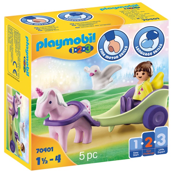 Playmobil 1-2-3 - Carruaje Unicornio con Hada 70401